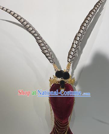 Traditional Chinese Stage Show Feather Hair Crown Headdress Handmade Catwalks Hair Accessories for Women