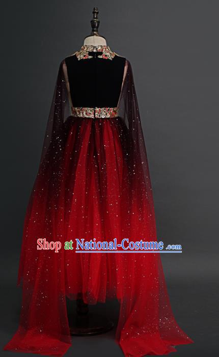 Traditional Chinese Catwalks Chorus Red Dress Compere Stage Performance Costume for Kids