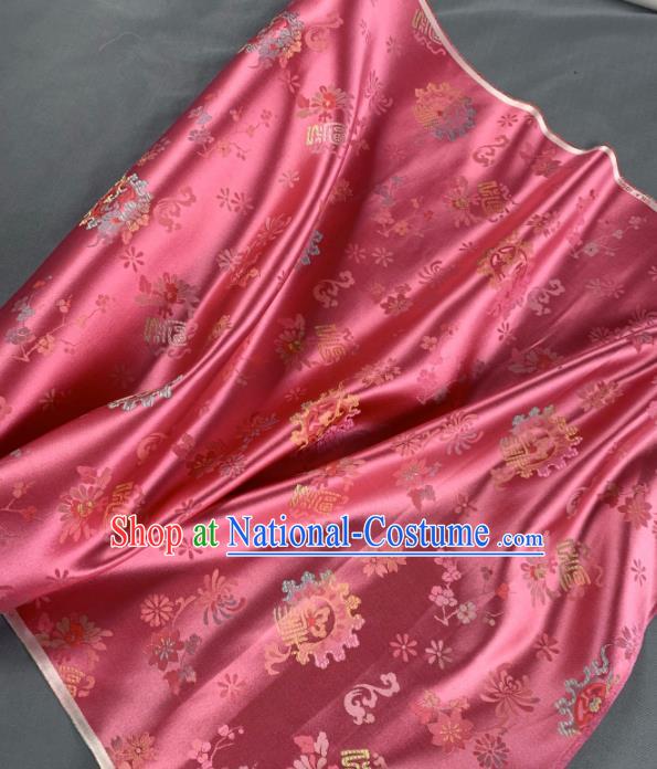 Chinese Classical Chrysanthemum Pattern Design Peach Pink Silk Fabric Asian Traditional Hanfu Brocade Material