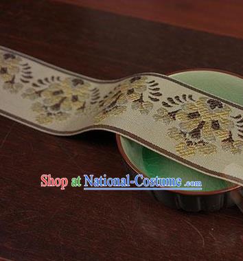 Chinese Traditional Embroidered Yellow Band Decorative Border Collar Accessories