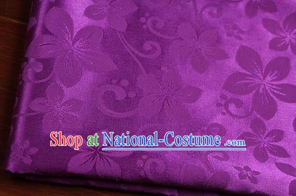 Chinese Traditional Peach Flowers Pattern Design Purple Brocade Fabric Hanfu Dress Satin Drapery