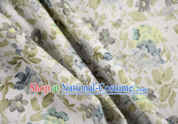 Chinese Traditional Blue Camellia Pattern Design Brocade Fabric Hanfu Dress Satin Drapery