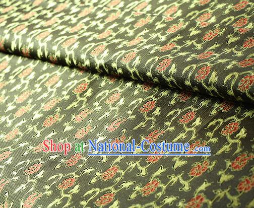 Chinese Traditional Roses Pattern Design Brown Brocade Fabric Hanfu Dress Satin Drapery