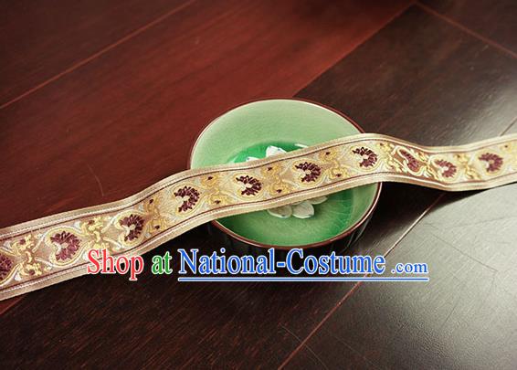 Chinese Traditional Embroidered Light Brown Band Decorative Border Collar Accessories