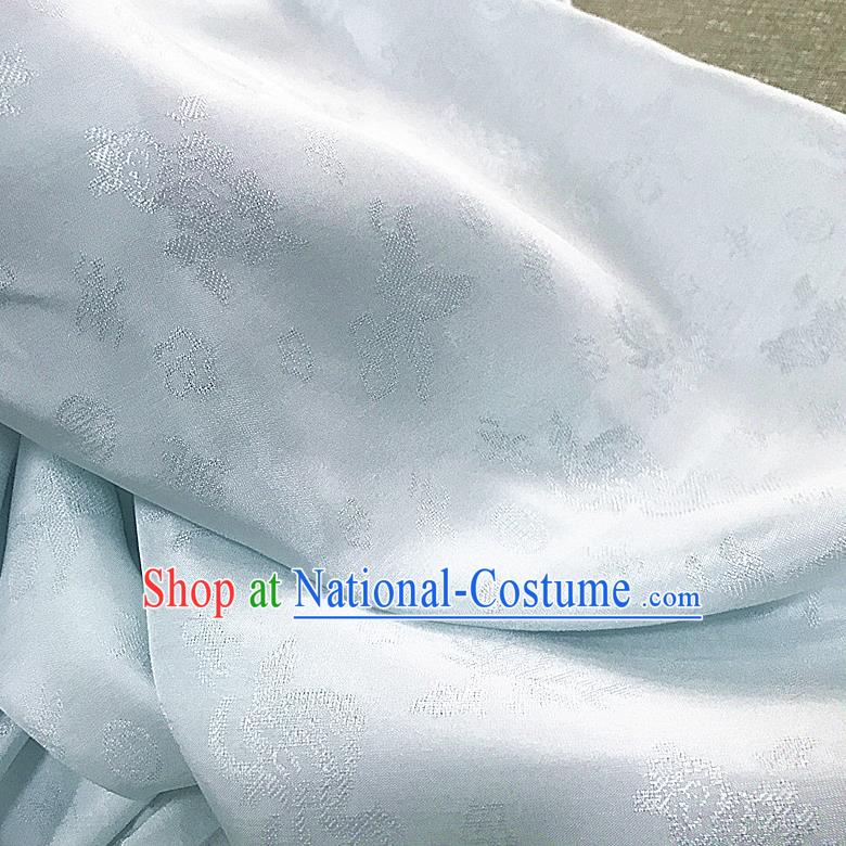 Chinese Traditional Design Pattern Light Blue Silk Fabric Cheongsam Mulberry Silk Drapery