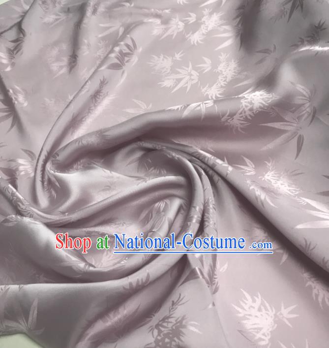 Chinese Traditional Bamboo Leaf Design Pattern Lilac Silk Fabric Cheongsam Mulberry Silk Drapery