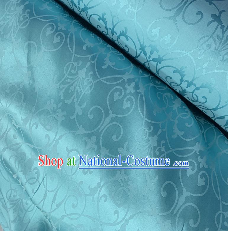 Chinese Traditional Twine Design Pattern Blue Silk Fabric Cheongsam Mulberry Silk Drapery