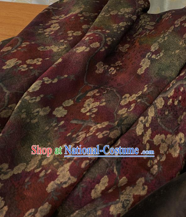 Chinese Traditional Plum Blossom Design Pattern Purple Silk Fabric Cheongsam Mulberry Silk Drapery