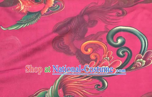 Chinese Traditional Phoenix Design Pattern Rosy Silk Fabric Cheongsam Gambiered Guangdong Gauze Drapery