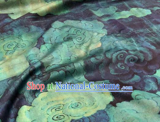 Chinese Traditional Cloud Design Pattern Navy Silk Fabric Cheongsam Gambiered Guangdong Gauze Drapery