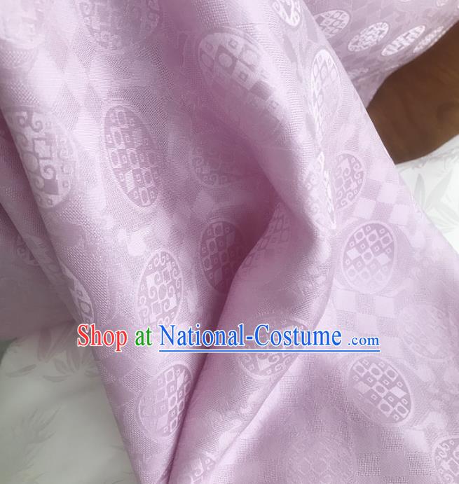 Chinese Traditional Round Design Pattern Lilac Silk Fabric Cheongsam Mulberry Silk Drapery