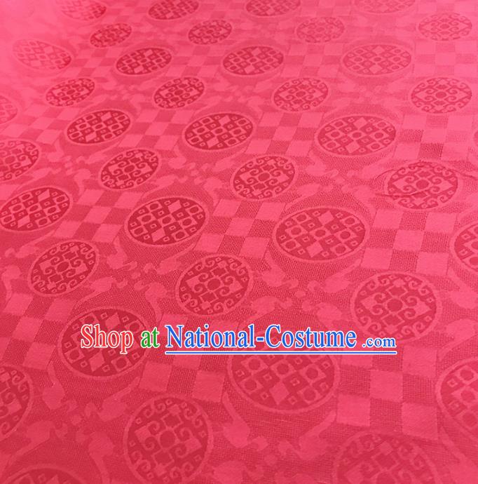 Chinese Traditional Round Design Pattern Red Silk Fabric Cheongsam Mulberry Silk Drapery