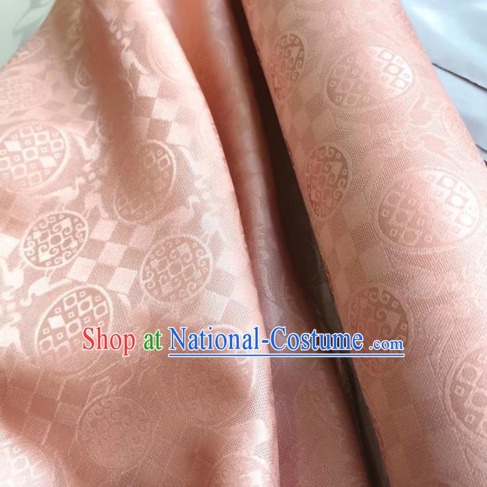 Chinese Traditional Round Design Pattern Pink Silk Fabric Cheongsam Mulberry Silk Drapery