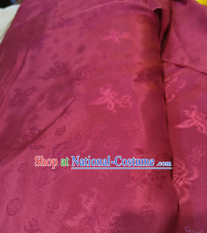 Chinese Traditional Jacquard Design Pattern Wine Red Silk Fabric Cheongsam Mulberry Silk Drapery