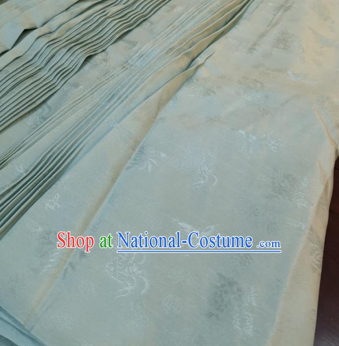 Chinese Traditional Jacquard Butterfly Design Pattern Light Blue Silk Fabric Cheongsam Mulberry Silk Drapery