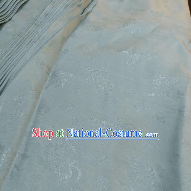 Chinese Traditional Jacquard Butterfly Design Pattern Light Blue Silk Fabric Cheongsam Mulberry Silk Drapery