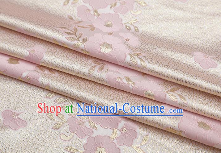 Chinese Traditional Jacquard Peach Blossom Pattern Pink Brocade Fabric Cheongsam Tapestry Drapery