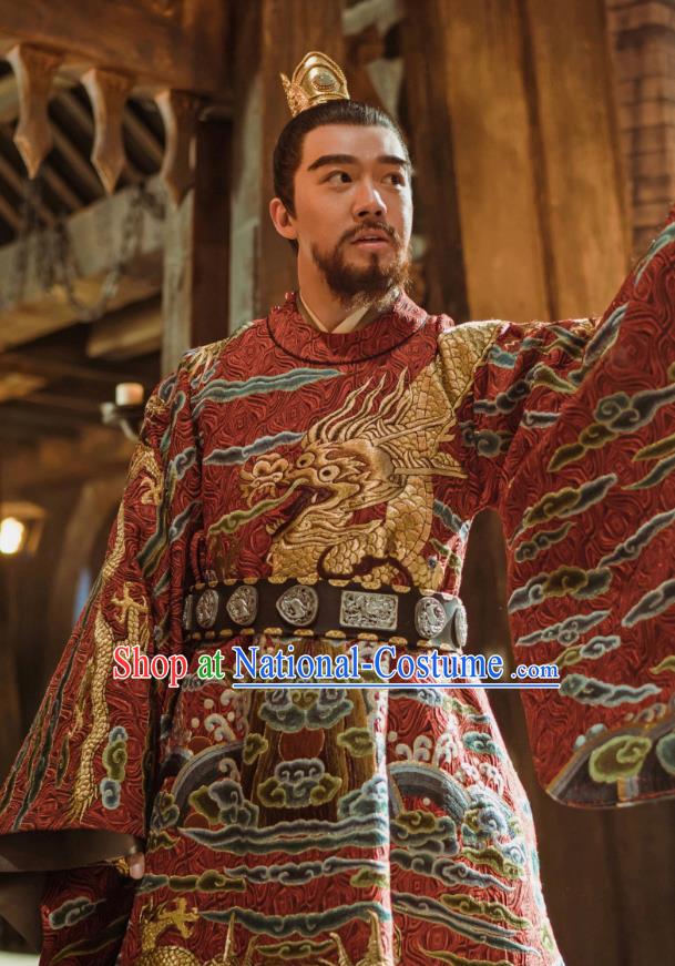 Chinese Ancient Prince of Han Drama Empress of the Ming Dynasty Zhu Gaoxu Replica Costumes and Headpiece Complete Set