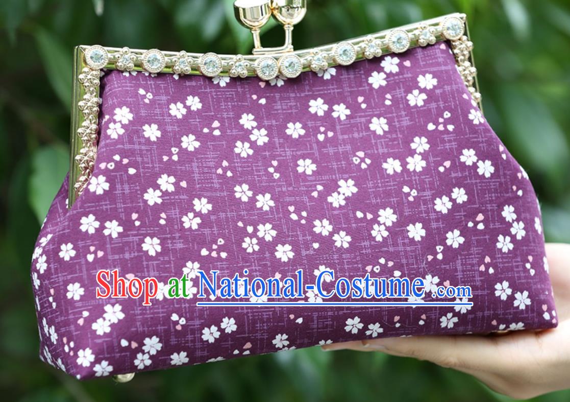 Chinese Traditional Flowers Pattern Purple Bag Handmade Cheongsam Handbag for Women