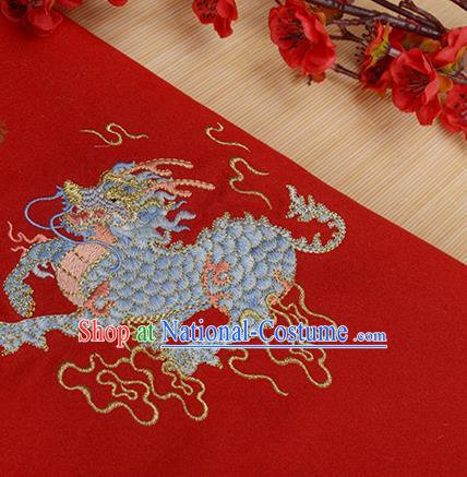 Chinese Traditional Embroidered Kylin Red Cloth Applique Accessories Embroidery Patch