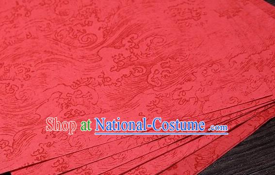 Traditional Chinese Wave Pattern Calligraphy Red Batik Paper Handmade The Four Treasures of Study Writing Art Paper