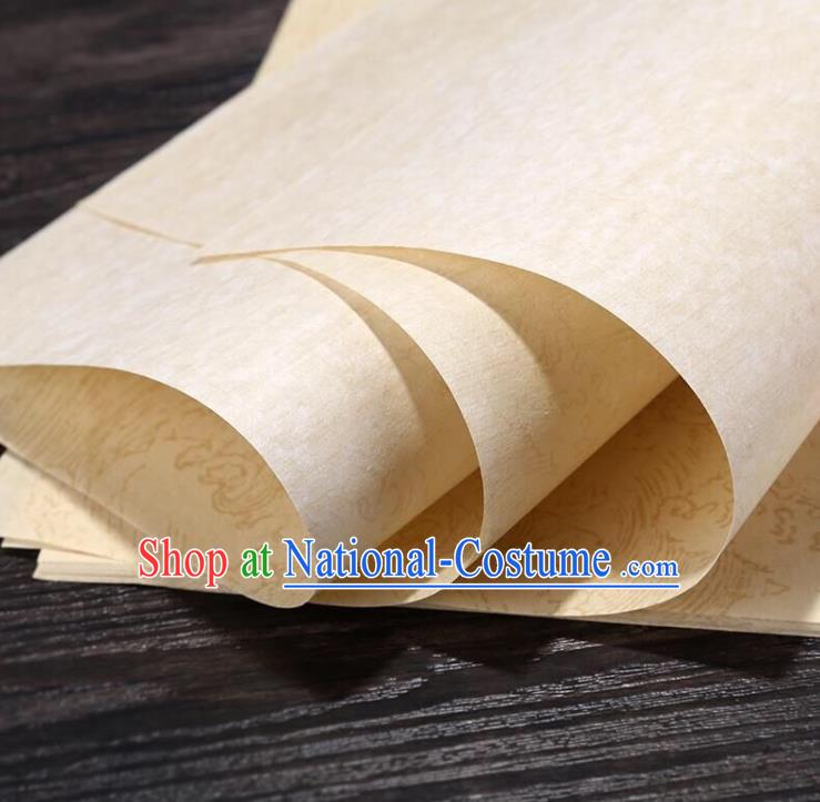 Traditional Chinese Wave Pattern Calligraphy Apricot Batik Paper Handmade The Four Treasures of Study Writing Art Paper