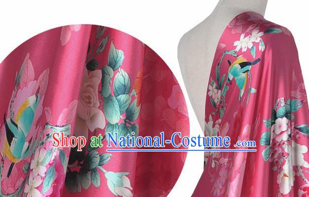 Chinese Classical Magnolia Pattern Design Peach Pink Silk Fabric Asian Traditional Hanfu Mulberry Silk Material