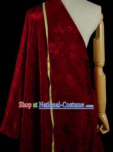 Chinese Classical Pattern Design Dark Red Silk Fabric Asian Traditional Hanfu Mulberry Silk Material