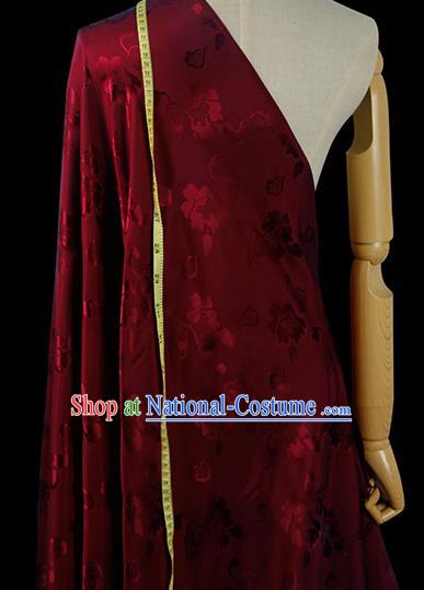 Chinese Classical Pattern Design Wine Red Silk Fabric Asian Traditional Hanfu Mulberry Silk Material