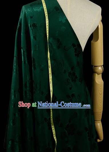 Chinese Classical Pattern Design Deep Green Silk Fabric Asian Traditional Hanfu Mulberry Silk Material