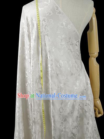 Chinese Classical Peony Pattern Design White Silk Fabric Asian Traditional Hanfu Mulberry Silk Material