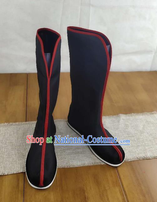 The Untamed Traditional Chinese Cosplay Swordsman Black Boots Kung Fu Boots Opera Shoes Hanfu Shoes for Men