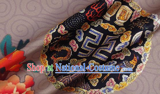 Chinese Classical Dragon Peony Pattern Design Light Brown Silk Fabric Asian Traditional Hanfu Mulberry Silk Material