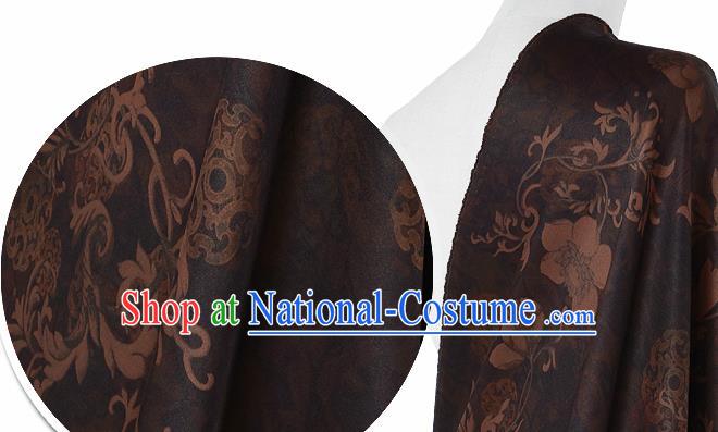 Chinese Classical Pattern Design Brown Silk Fabric Asian Traditional Hanfu Mulberry Silk Material