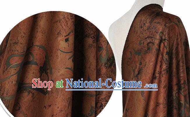 Chinese Classical Flying Apsaras Pattern Design Brown Silk Fabric Asian Traditional Hanfu Mulberry Silk Material