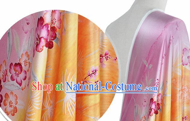 Chinese Classical Primrose Pattern Design Pink Silk Fabric Asian Traditional Hanfu Mulberry Silk Material