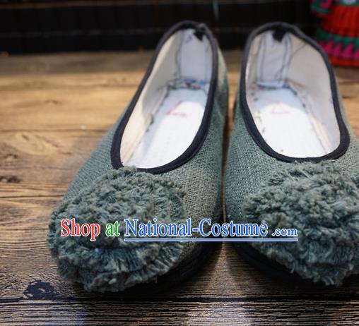 Traditional Chinese Light Green Cloth Shoes National Wedding Shoes Hanfu Shoes for Women