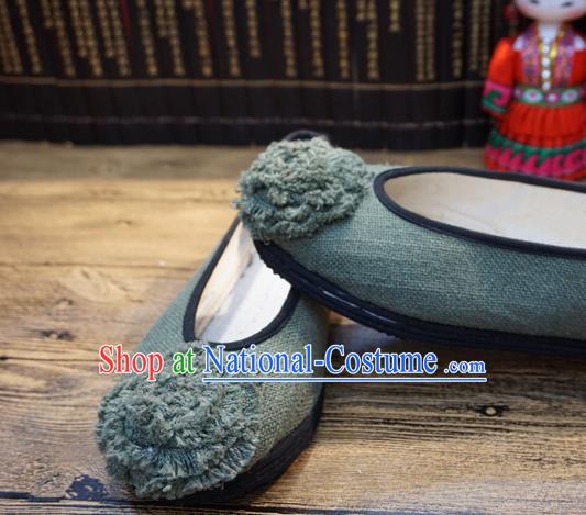 Traditional Chinese Light Green Cloth Shoes National Wedding Shoes Hanfu Shoes for Women