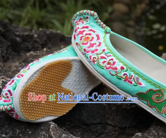 Traditional Chinese Wedding Embroidered Green Shoes National Ethnic Shoes Hanfu Shoes for Women