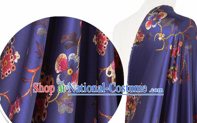 Chinese Classical Plum Blossom Pattern Design Purple Silk Fabric Asian Traditional Hanfu Mulberry Silk Material