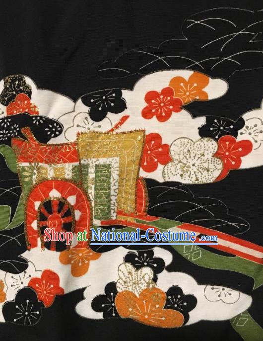 Japanese Traditional Embroidered Black Haori Jacket Japan Kimono Overwear Costume for Men