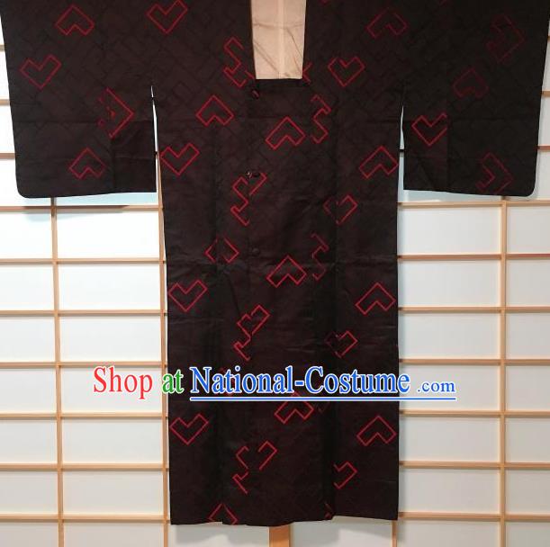 Japanese Traditional Black Silk Haori Jacket Japan Kimono Overwear Costume for Men