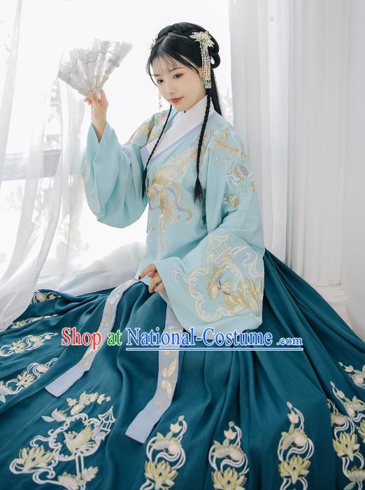 Chinese Traditional Ming Dynasty Blouse and Skirt Ancient Royal Princess Historical Costumes for Women