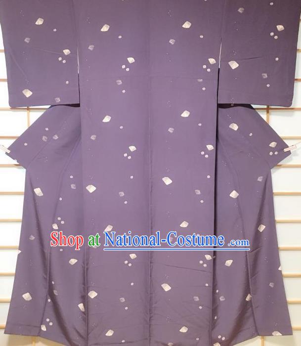 Japanese Classical Pattern Purple Kimono Japan Traditional Yukata Dress Costume for Women