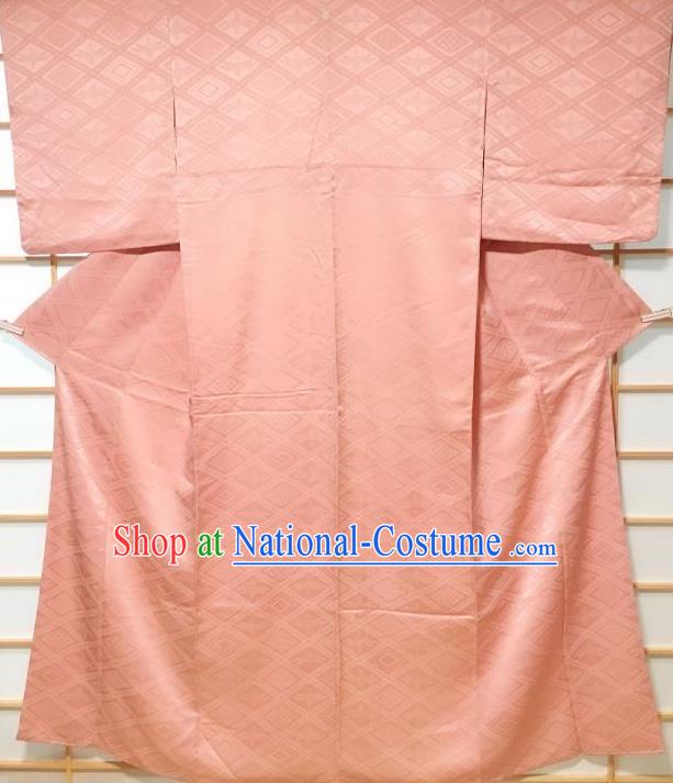 Japanese Classical Pattern Pink Iromuji Kimono Japan Traditional Yukata Dress Costume for Women