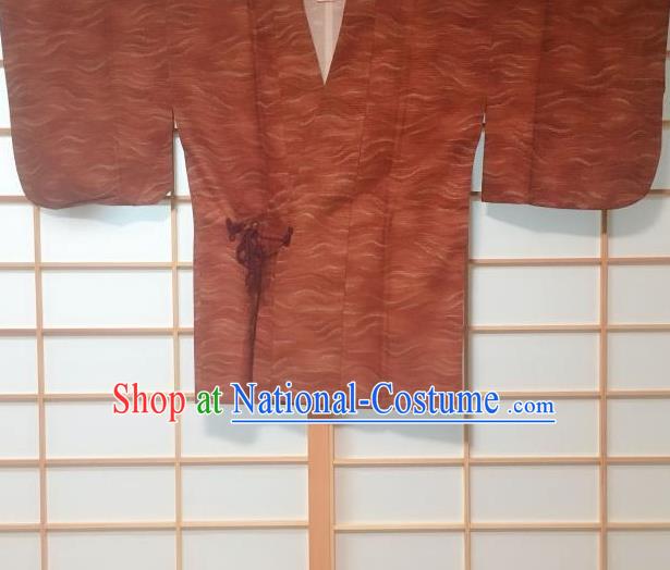 Japanese Traditional Pattern Maroon Haori Jacket Japan Kimono Overcoat Costume for Men