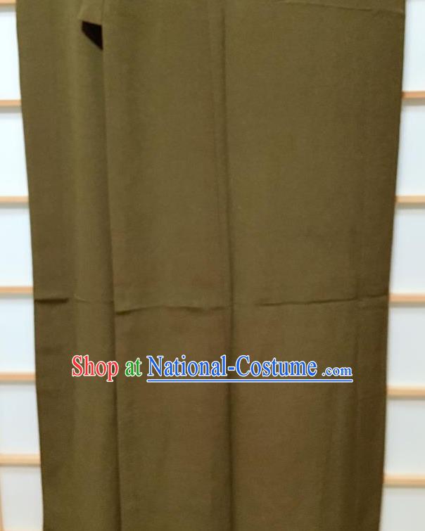 Japanese Traditional Pattern Olive Green Silk Iromuji Kimono Japan Yukata Dress Costume for Women