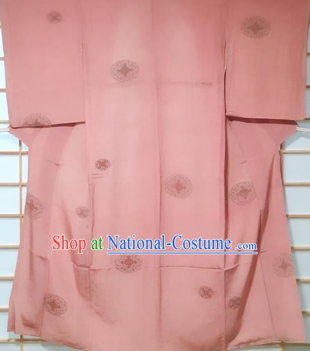 Japanese Classical Round Pattern Pink Kimono Japan Traditional Yukata Dress Costume for Women