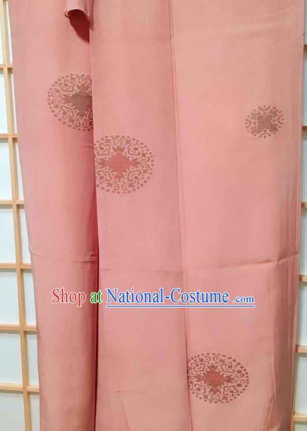 Japanese Classical Round Pattern Pink Kimono Japan Traditional Yukata Dress Costume for Women