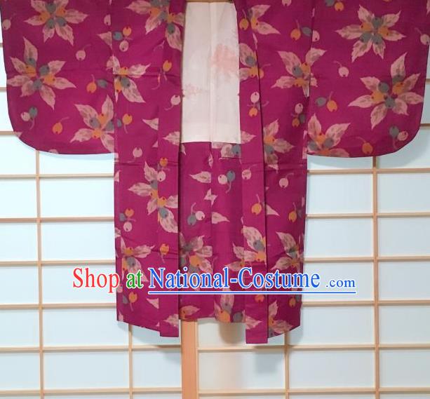 Japanese Traditional Hawthorn Pattern Rosy Haori Jacket Japan Kimono Overcoat Costume for Women